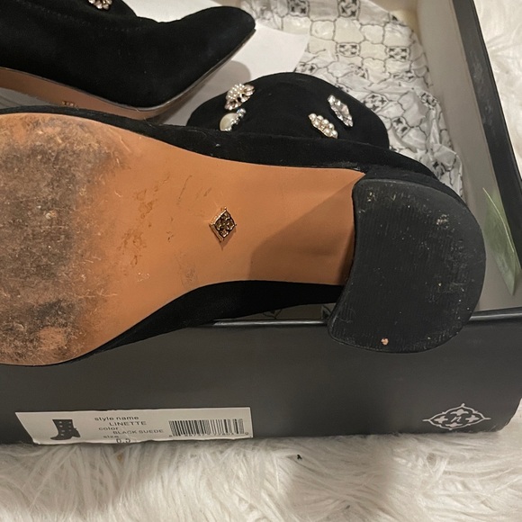 ✨💖Nanette Lepore Black Heeled Boots with Pearl Embellishments - Picture 8 of 9